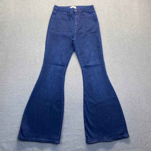 Swank A Posh Denim - SWANK‎ A POSH Women's Stretch Bell Blue Jeans Size 1X Zipper Flare